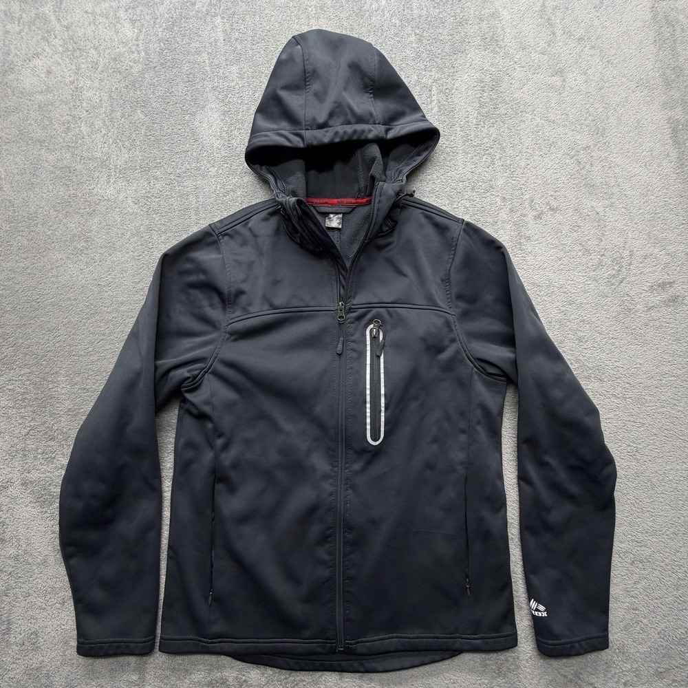 RBX Jacket Mens Small Black Hooded Softshell Full Zip Fleece‎ Lined Running Gym